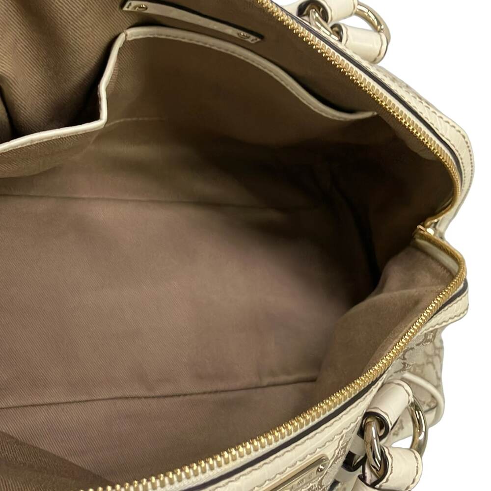 Celine Macadam Handbag Gray Beige Cream Jacquard Leather - Picture 7 of 10
